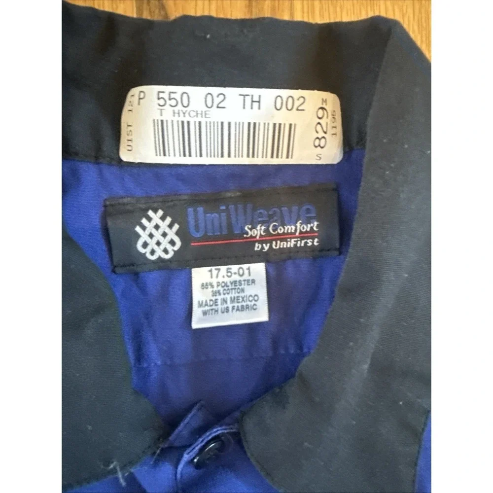 Goodyear Mechanic Shirt Mens 17.5 Blue Black Work Shirt‎ UniFirst Terrance